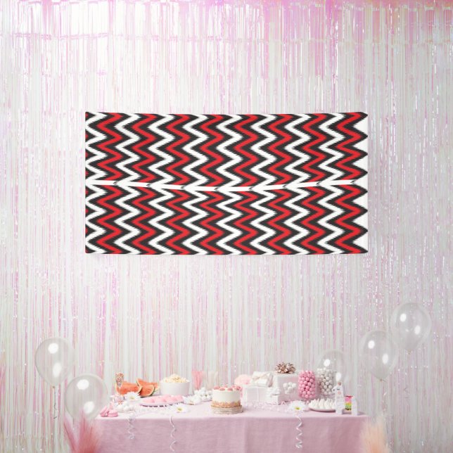 Banderoles Un motif chevron dynamique en rouge et noir, avec (Fête)