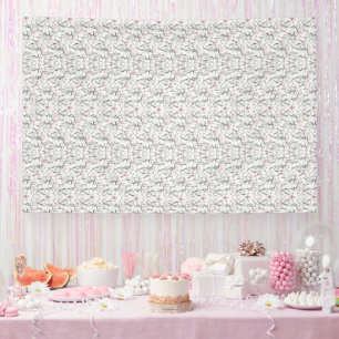 Banderoles Un motif floral raffiné en blanc et gris, presenti