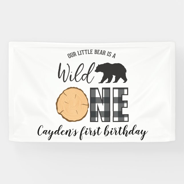Banderoles Un Ours Sauvage Buffle Noir Plaid Premier annivers (Horizontal)