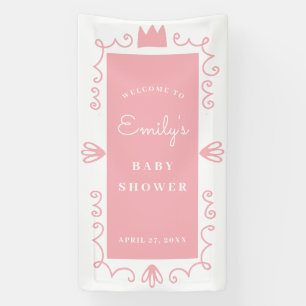Banderoles Un petit Baby shower de fille rose moderne Princes