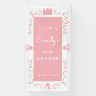 Banderoles Un petit Baby shower de fille rose moderne Princes
