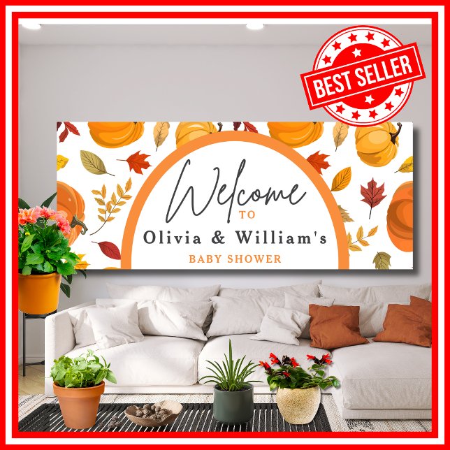 Banderoles Un Petit Citrouille Automne Automne Automne Baby s (A Little Pumpkin is on the Way Fall Autumn Floral Baby Shower Banner)