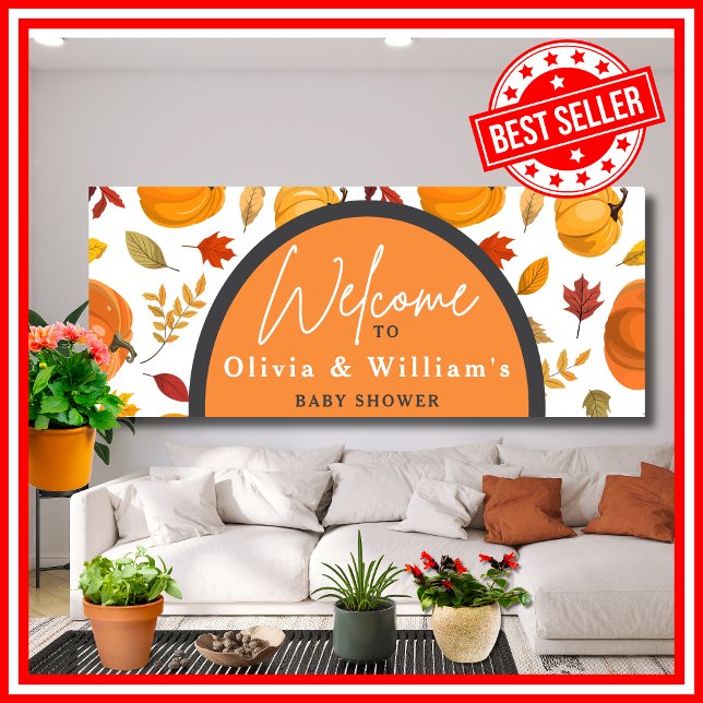 Banderoles Un Petit Citrouille Automne Automne Automne Baby s (A Little Pumpkin is on the Way Fall Autumn Floral Baby Shower Banner)
