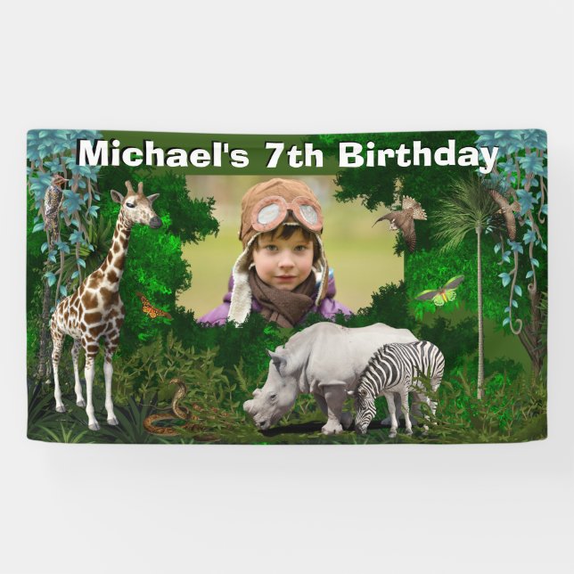 Banderoles Un safari en Afrique : anniversaire de naissance d (Horizontal)