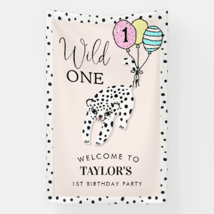 Banderoles Un sauvage   Leopard Balloon 1er anniversaire Bien