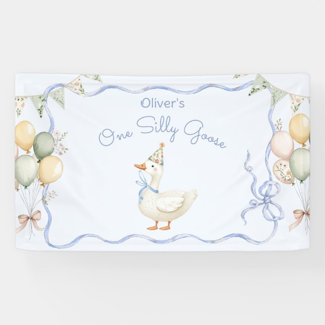 Banderoles Un sot Goose Boy 1er anniversaire (Horizontal)