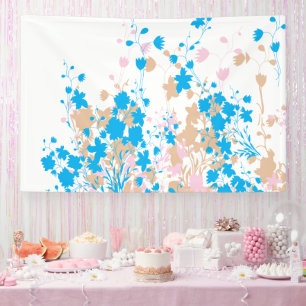 Banderoles Une charmante structure fleurie bleue et rose se