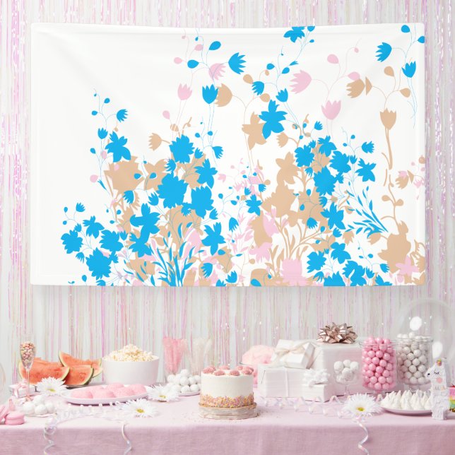 Banderoles Une charmante structure fleurie bleue et rose se (Fête)