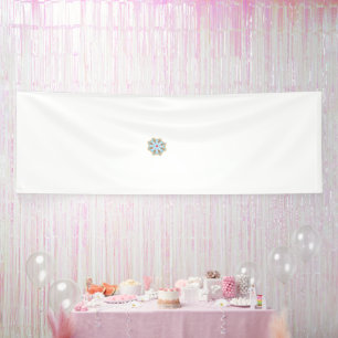 Banderoles une fleur bleue et brune au centre rouge