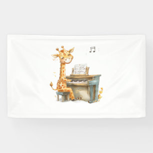 Banderoles Une Jolie Giraffe Bébé Joue La Guitare