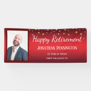 Banderoles Une joyeuse retraite rouge avec Gold Confetti One 