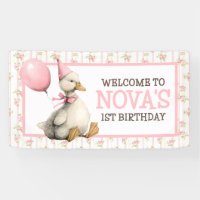 Une oie sotte personnalisée rose 1er anniversaire