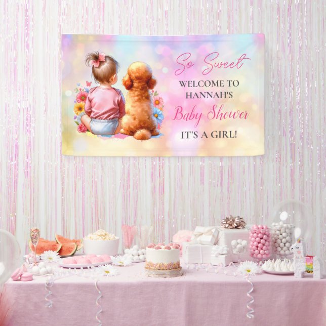 Banderoles Une petite fille et son Baby shower de chien Perso (Fête)
