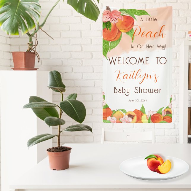 Banderoles Une Petite Pêche Est En Chemin Fille Baby shower (Créateur téléchargé)