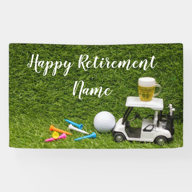 Banderoles Une retraite avec plaisir au golf et une bière  (Horizontal)