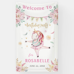 Banderoles Unicorn Ballerina Rose Floral Anniversaire Bienven