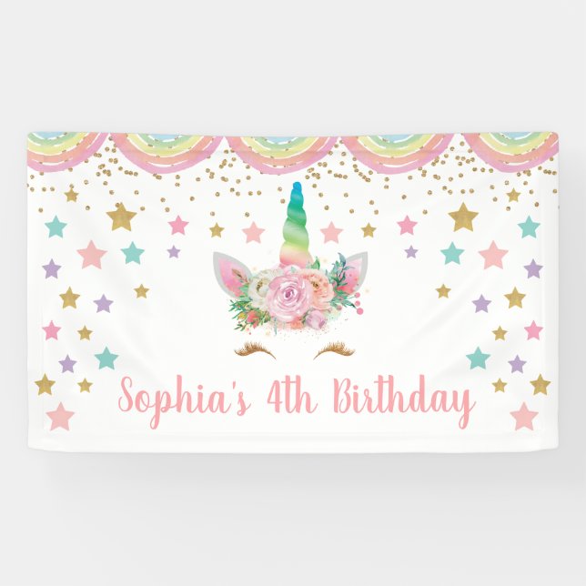 Banderoles Unicorn Birthday Banner Personalized name (Horizontal)