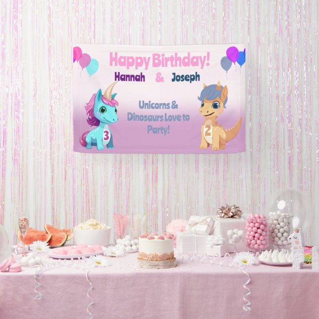 Banderoles Unicorn et Dinosaur Kids Party (Fête)