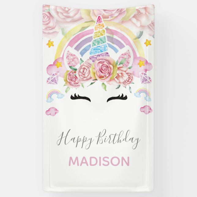 Banderoles Unicorn Magical Joyeux Anniversaire (Vertical)