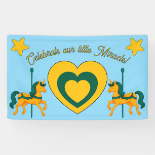 Banderoles Unicorne lunaire Baby shower/coeur/étoiles