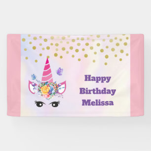 Banderoles Unicorne rose tendance Confetti & Fleurs Anniversa