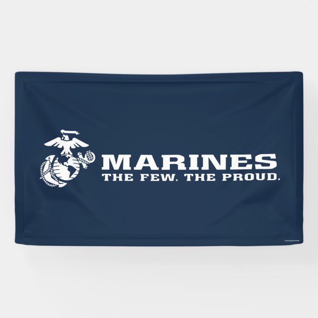 Banderoles USMC Les rares Logo Fiers - Blanc (Horizontal)