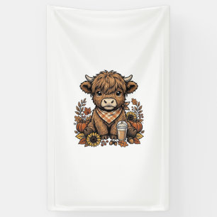 Banderoles Vache Highland d'automne Art de ferme vintage d'au
