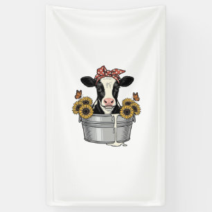 Banderoles Vache vintage dans une baignoire Tournesol Papillo