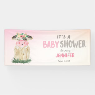 Banderoles Vaches mûres personnalisées Baby shower d'or rose
