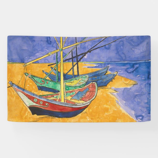Banderoles Van Gogh Bateaux Plage impressionniste (Horizontal)