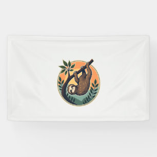 Banderoles Vecteur de paresseux vintage Badge rétro faune 2