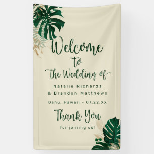 Banderoles Végétation tropicale & Feuille Mariage chic Bienve