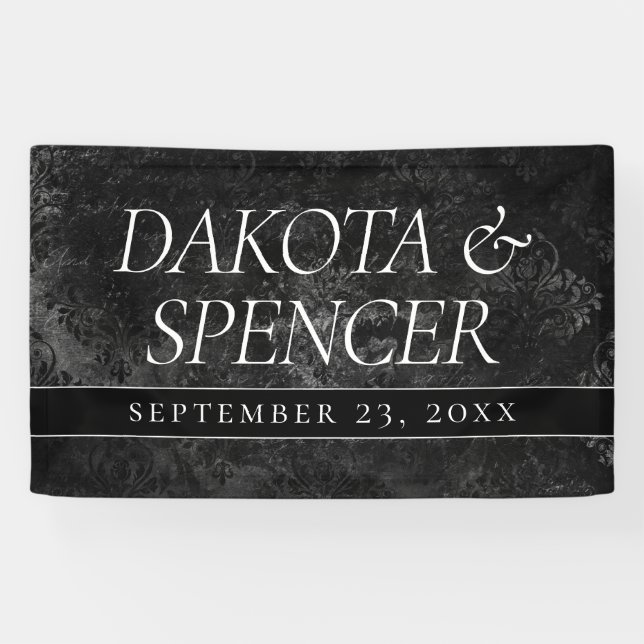 Banderoles Velvety Onyx Damask | Black Vampy Grunge personnal (Horizontal)