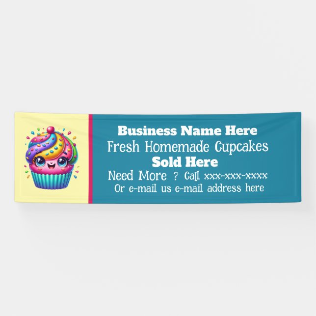 Banderoles Vendeurs de Cupcakes maison (Horizontal)