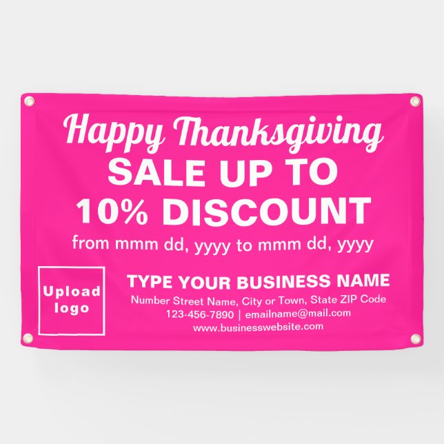 Banderoles Vente d'action de grâces sur rectangle rose (Horizontal)