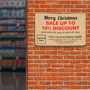 Banderoles Vente de Noël Entreprise Léger Rectangle Brown