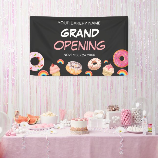 Banderoles Vente d'ouverture de la boulangerie Rainbow Donut (Fête)