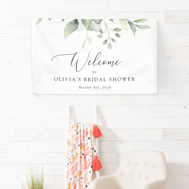 Banderoles Verdure, Eucalyptus Feuilles, Boho, Bienvenue nupt (En situation)