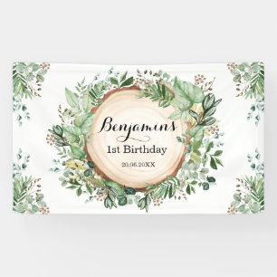 Banderoles Verdure rustique 1er Anniversaire Fête Neutre