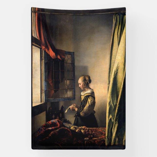 Banderoles Vermeer - Fille lisant une lettre à une fenêtre ou (Verticale)