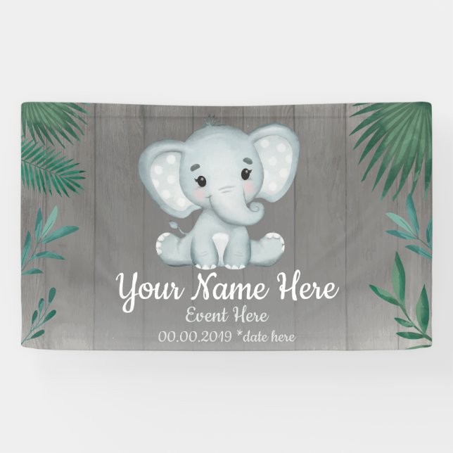 Banderoles Vert Baby Elephant Unisex fond (Horizontal)