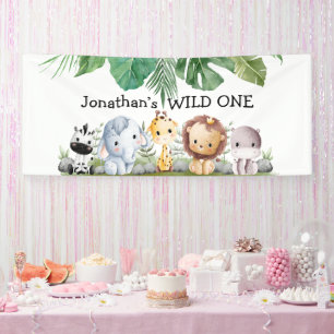 Banderoles Vert et beige safari sauvage un Anniversaire