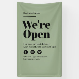 Banderoles Vert moderne Ouvert pour les entreprises Découvrir