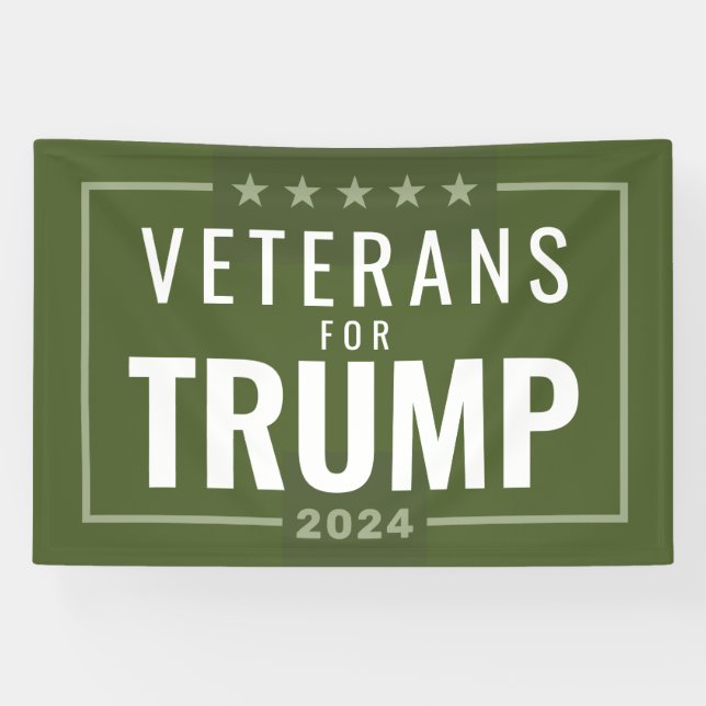 Banderoles Vétérans pour Trump 2024 - vert olive (Horizontal)