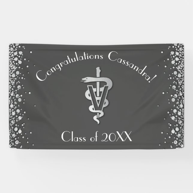Banderoles Veterinarian Graduation Grey Silver (Horizontal)