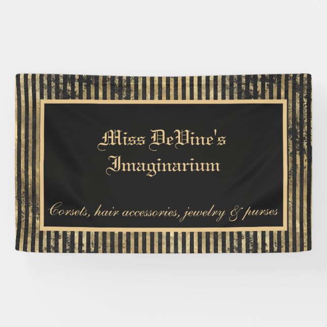 Banderoles Victorian détendu Black & Gold Stripe personnalisé (Horizontal)
