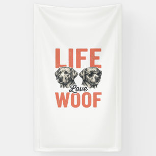 Banderoles Vie Amour Chien Woof Graphisme Rétro_1