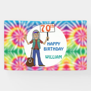 Banderoles Vieux Hippie Hippy Tie Dye 70e Anniversaire Bann