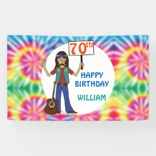 Banderoles Vieux Hippie Hippy Tie Dye 70e fête d'anniversaire