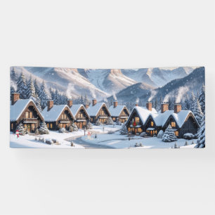 Banderoles Village de Noël hivernal fond 6 pieds six pieds